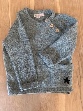 Zara Light Blue Star Pocket Bouclé Kids Sweater